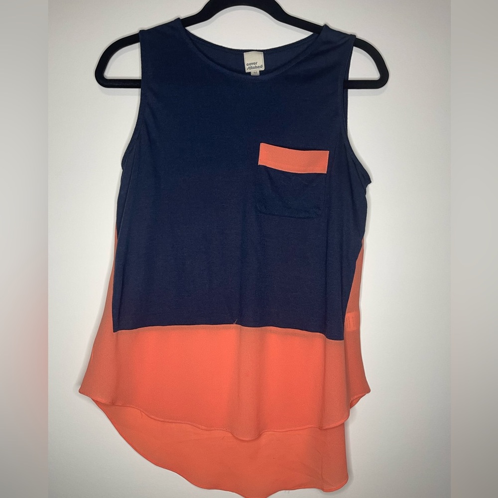 Cover Stitched Color Block Tank - Size M - Preloved